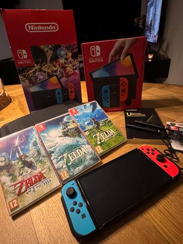 Nintendo Switch OLED - Zelda Games + Accessoires + Doos beschikbaar voor biedingen