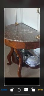 Antieke Half Ronde Tafel met Marmeren Blad en Houten Onderst, Antiek en Kunst, Antiek | Meubels | Tafels, Ophalen of Verzenden