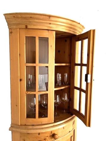 Hoekkast, met glas, lade, grenen, massief hout beschikbaar voor biedingen