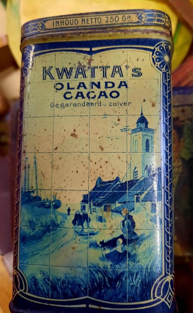 Vintage Kwatta's Olanda Cacao Blik, Verzamelen, Blikken, Ophalen of Verzenden, Gebruikt, Overige, Overige merken
