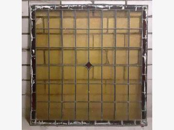 2x antiek glas-in-lood raam 81cmHoog x 83,5cmBreed ramen. w6