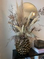 Gouden vaas met droogbloemen, Huis en Inrichting, Ophalen of Verzenden, Zo goed als nieuw