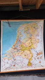 Oude Wandkaart Nederland - 154x176cm, Antiek en Kunst, Antiek | Schoolplaten, Ophalen of Verzenden, Aardrijkskunde