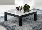 Vierkant Salontafel Forever hoogglans wit zwart marmer-SALE-, 50 tot 100 cm, Vierkant, Nieuw, Minder dan 50 cm