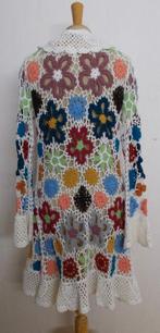 Boho kleurtjes half lang gehaakt vest! L, Verzenden, Zo goed als nieuw, Maat 38/40 (M), Wit