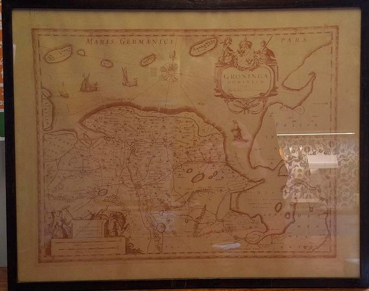 Oude kaart van Groningen - Bartholdo Wicheringe, Boeken, Atlassen en Landkaarten, Gelezen, Landkaart, Nederland, Voor 1800, Ophalen of Verzenden