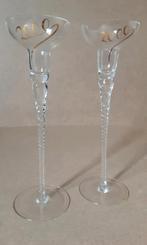 hoge glazen kandelaars, slingerglas., Ophalen of Verzenden, Gebruikt, Overige materialen, 25 tot 50 cm