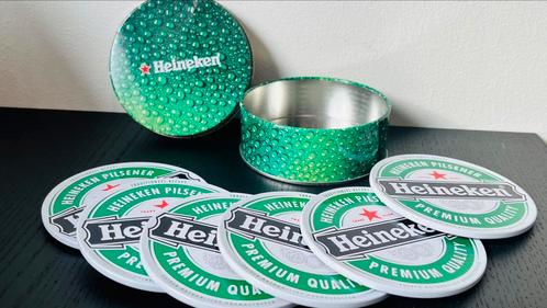 Heineken blik met onderzetters, Verzamelen, Biermerken, Zo goed als nieuw, Heineken, Ophalen of Verzenden