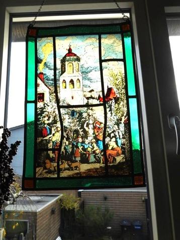 Glas in Lood kunstwerk onbekend hoe oud. beschikbaar voor biedingen