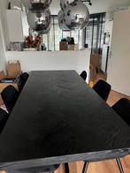 Zwarte visgraat eettafel (240x100) met zwarte matrix poot, Ophalen, Gebruikt, 100 tot 150 cm, Eikenhout