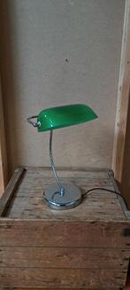 Groene bureaulamp in bankierstijl vintage, Klassiek, Onbekend, Ophalen of Verzenden, Zo goed als nieuw