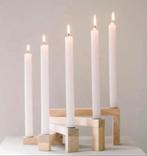 2x Houten Kandelaars - van  LEEFF type Coen, Bruin, Ophalen of Verzenden, Zo goed als nieuw, Hout