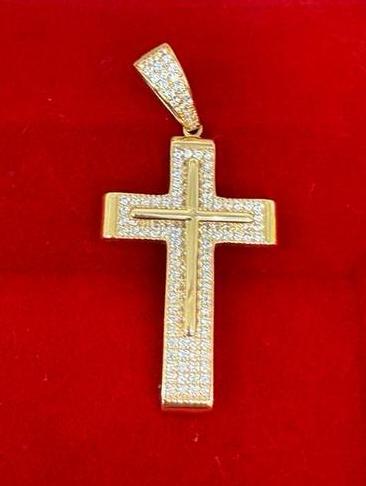 Prachtige 14 kt gouden kruis hanger | 585 ITALY, Sieraden, Tassen en Uiterlijk, Kettinghangers, Nieuw, Goud, Kruis of Symbool