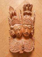 Houten sculptuur Buste man en vrouw Rama en Sita Indonesie, Ophalen of Verzenden