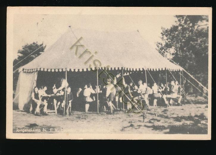 Leusden - Jongenskamp NJV - Aan de maaltijd [KRST009-1041, Verzamelen, Ansichtkaarten | Nederland, Gelopen, Utrecht, 1940 tot 1960