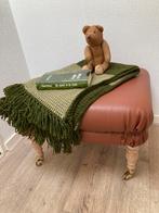 Vintage poef, Huis en Inrichting, Banken | Voetenbanken en Poefen, Ophalen, Minder dan 50 cm, 50 tot 75 cm, Leer