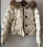 Moncler - crème donsjack - maat 3/L - rits/knopen - capuchon, Ophalen of Verzenden, Gedragen, Maat 38/40 (M), Beige