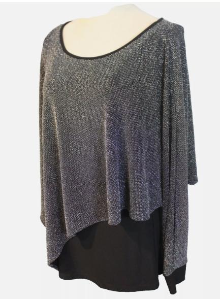 Joseph Ribkoff prachtig apart glitter/zwart tuniek mt M, Kleding | Dames, Blouses en Tunieken, Zo goed als nieuw, Maat 38/40 (M)