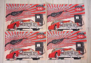 4 Nieuwe Placemats Route 66 Filling Station beschikbaar voor biedingen