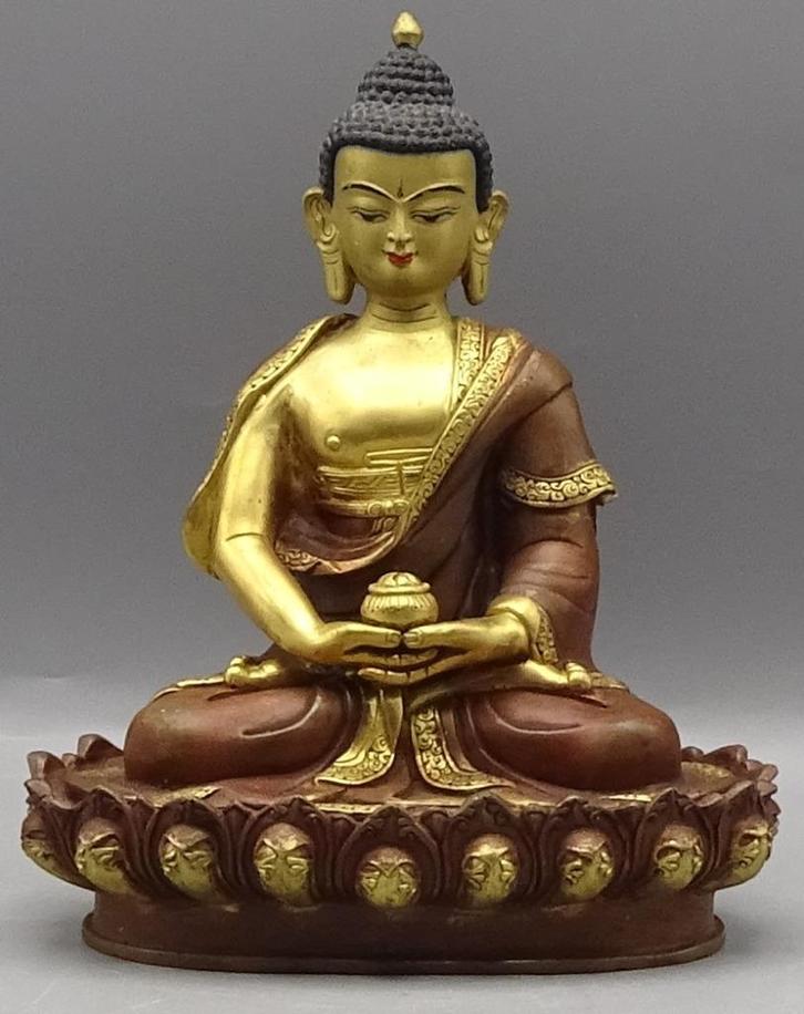 Goldface Boeddha beeld unieke lotustroon aardbeving nepal, Huis en Inrichting, Woonaccessoires | Boeddhabeelden, Gebruikt, Ophalen of Verzenden