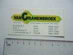 sticker oud Van Cranenbroek tuin machine budel meijel reusel, Verzenden, Zo goed als nieuw, Bedrijf of Vereniging