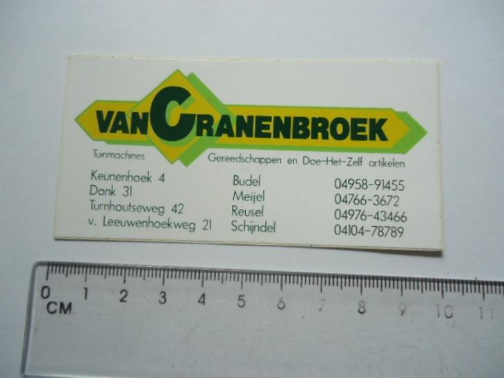 sticker oud Van Cranenbroek tuin machine budel meijel reusel, Verzamelen, Stickers, Zo goed als nieuw, Bedrijf of Vereniging, Verzenden