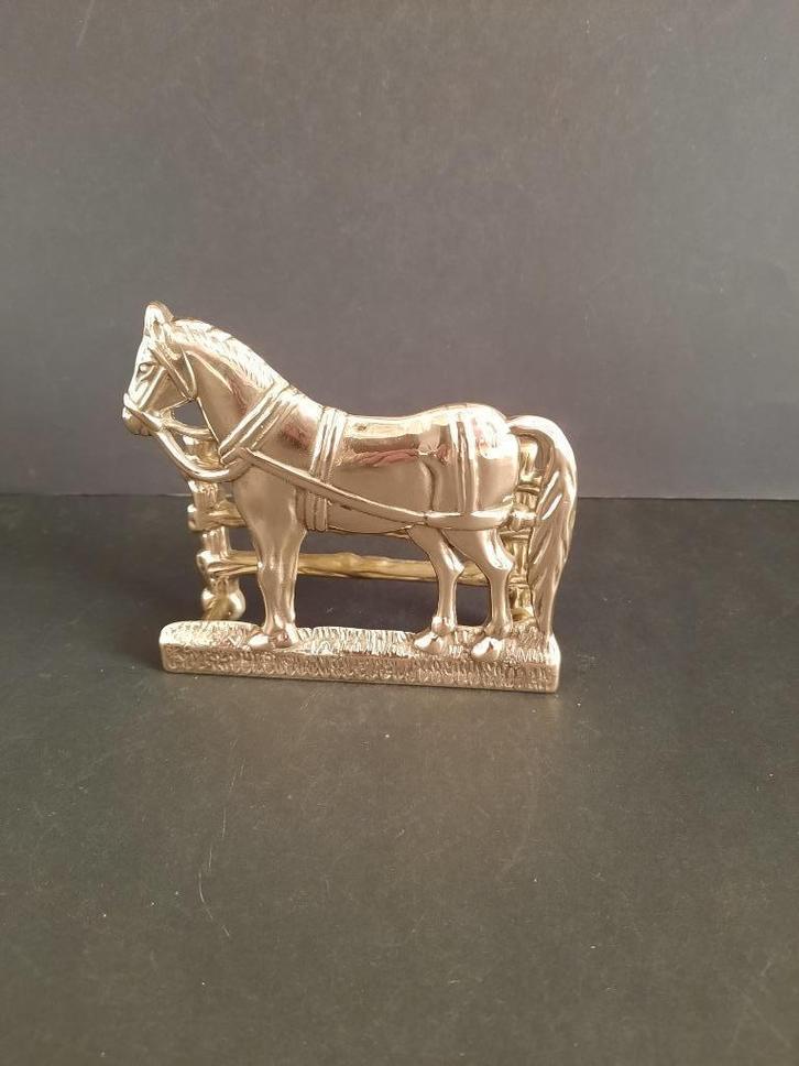 Brievenstandaard van Messing Paard achter een hek, Antiek en Kunst, Antiek | Koper en Brons, Koper, Ophalen of Verzenden
