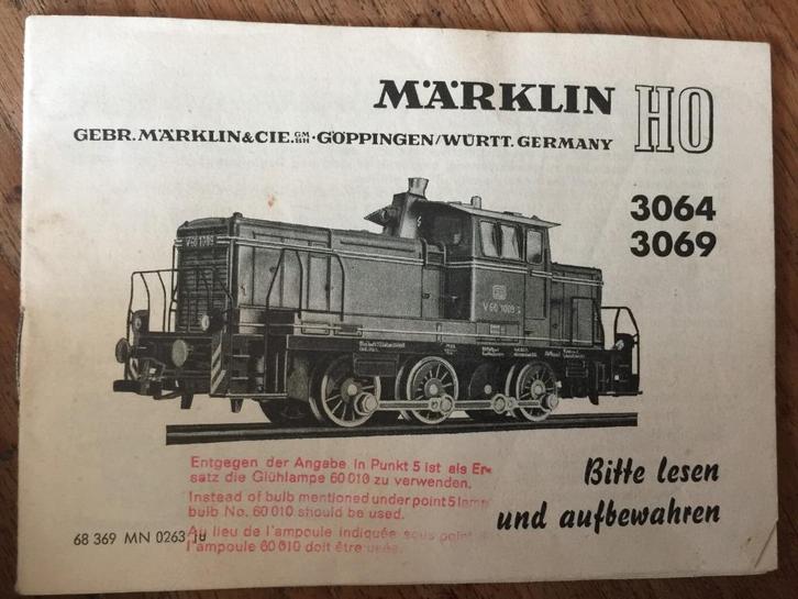 Marklin ho originele handleiding voor de locomotief, Hobby en Vrije tijd, Modeltreinen | H0, Zo goed als nieuw, Locomotief, Wisselstroom