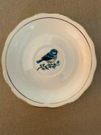 Vintage fine bone China porseleinen bordje blauwe vogel, Ophalen of Verzenden
