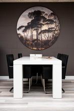 Witte strakke tafel met blokpoten - 200cm lang, Huis en Inrichting, Tafels | Eettafels, Ophalen, Overige materialen, Gebruikt