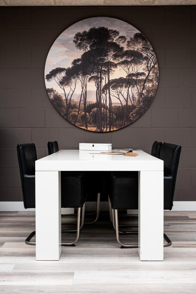 Witte strakke tafel met blokpoten - 200cm lang, Huis en Inrichting, Tafels | Eettafels, Gebruikt, 100 tot 150 cm, 150 tot 200 cm