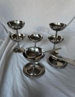 Vintage Franse RVS ijscoupes met lepeltjes en onderzetters, Ophalen, Overige materialen, Overige stijlen, Overige typen