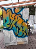 Industrieel lockerkast met graffiti, Huis en Inrichting, Kasten | Lockerkasten, Ophalen, Zo goed als nieuw