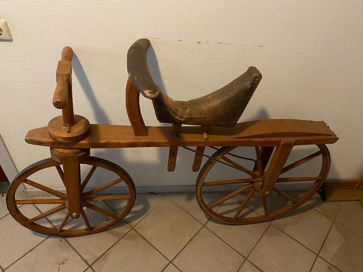 Replica houten loopfiets, draisine, type Niepse., Antiek en Kunst, Curiosa en Brocante, Ophalen of Verzenden