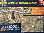 Jan van Haasteren, 2 x 1000 st, KerstKoopjes & BlackFriday, Hobby en Vrije tijd, 500 t/m 1500 stukjes, Legpuzzel, Zo goed als nieuw