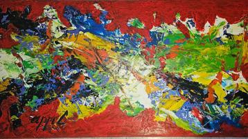 Groot olie werk van Karel Appel  Uniek werk beschikbaar voor biedingen