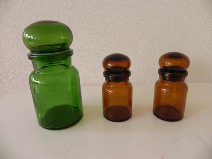 stopflessen vintage bruin en groen - made in Belgium, Verzamelen, Retro, Huis en Inrichting, Ophalen