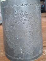 Antieke Tinnen Beker met Gravure R B, Antiek en Kunst, Ophalen of Verzenden