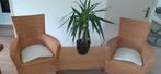 2 rieten stoelen, Huis en Inrichting, Stoelen, Ophalen, Gebruikt, Bruin, Twee