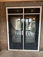 Terrasdeuren dubbele deuren met kiepramen, Doe-het-zelf en Verbouw, Kozijnen en Schuifpuien, Deurkozijn, Zo goed als nieuw, Hout