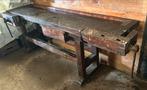 Vintage Houten Werkbank  met bankschroeven - 225cm, Ophalen, Gebruikt, 170 cm of meer, Bankschroef