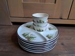 6 vintage fondueborden + 3 schaaltjes botanisch varenmotief, Ophalen of Verzenden, Overige stijlen, Schaal of Schalen