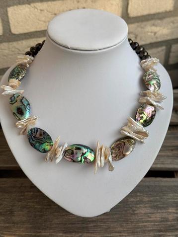 Abalone Schelp , Biwa zoetwater Parel ketting beschikbaar voor biedingen