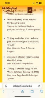 Oktoberfest sittard vrijdagavond kaartjes brand weizen tent, Tickets en Kaartjes, Evenementen en Festivals, Twee personen