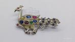 Zilveren Pauw Broche met Edelstenen, Sieraden, Tassen en Uiterlijk, Broches, 4 tot 7 cm, Gebruikt, Ophalen of Verzenden, Met edelsteen