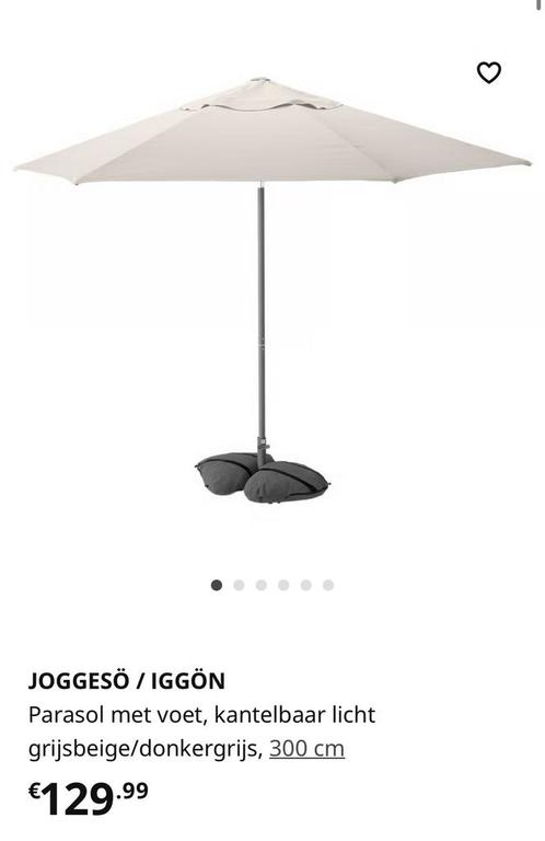 JOGGESÖ / IGGÖN Parasol met voet, kantelbaar grijsbeige, Tuin en Terras, Parasols, Kantelbaar, Ophalen