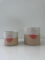 2 Keramieken Bloempotten 'Pink Sunset' – Modern Design, Rond, Ophalen of Verzenden, Aardewerk, Binnen