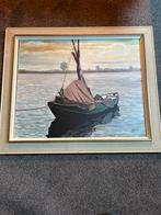 Schilderij met zalmschouw / drijverschuit / boot, Ophalen of Verzenden