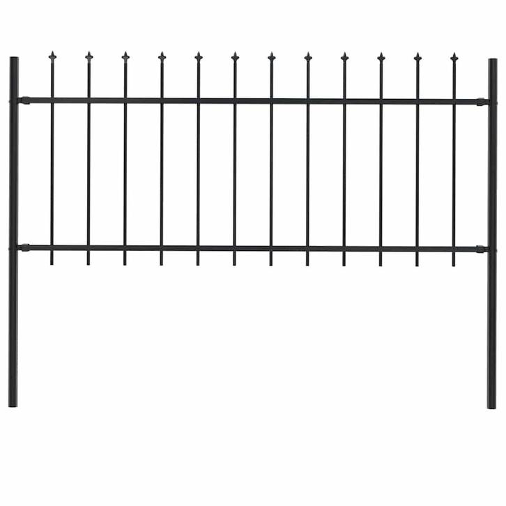 Tuinhek met speerpunt staal 181x80 cm zwart, Tuin en Terras, Tuinhekken en Hekwerk, Nieuw, Tuinhek, IJzer, Ophalen of Verzenden