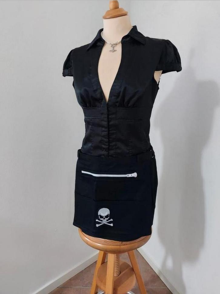 Zwarte minirok punk rock gothic Halloween, Kleding | Dames, Rokken, Nieuw, Zwart, Ophalen of Verzenden